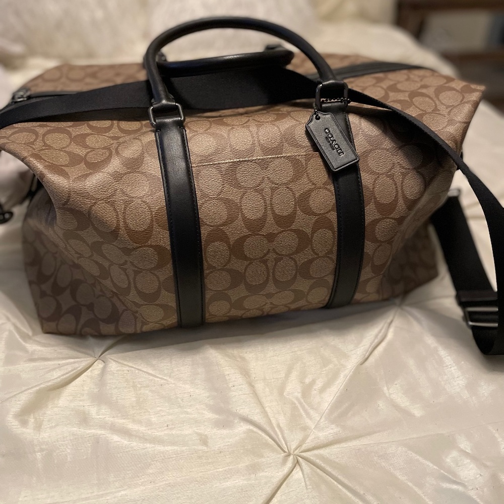 Mens Coach Signature Canvas Trekker Bag